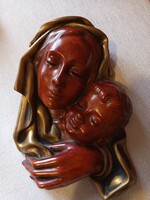 Gyönyörű,34 cm magas Madonna és Gyermek falmaszk - Hans Schirmer műhelyéből (1950-es évek)