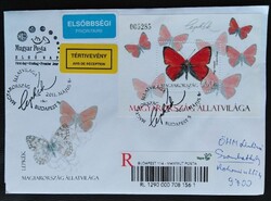 FF5075eat / 2011 Magyarország állatvilága - Lepkék blokk FDC-n elsőbbségi ajánlott tértivev. levélen