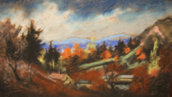 NAGYBÁNYAI TÁJ GARANTÁLTAN EREDETI NAGYMÉRETŰ CSODASZÉP SZTELEK NORBERT / 1884-1956 / KÉP