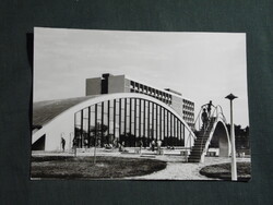Képeslap,Hajdúszoboszló,SZOT Béke üdülő,szálló,strand,medence látkép,részlet, 1965-
