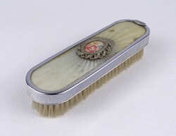 1V885 Régi fém rátétes tűgobelinnel díszített ruhakefe 15 cm