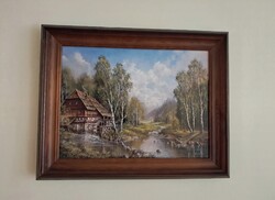Festmény, nyári tájkép, kép