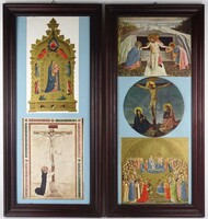 1V522 Szentkép és oltárkép reprodukciókat tartalmazó keretezett tabló pár 62.5 x 29 cm
