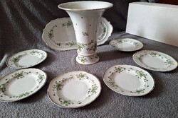 Hollóházi Erika Mintás 6 szem süteményes + hatalmas váza Új Dobozában