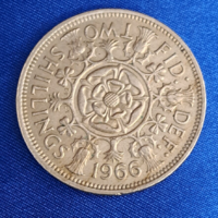 1966.  Anglia 2 Shilling  Póréhagyma Lóhere Bogáncs Tudor rózsa  (Anglia heraldikai jelképe (2)