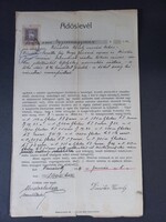Adóslevél vasvári lakosok között - kelt Vasvárott 1914-ben, 5 korona illetékbélyeggel