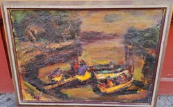 Baranyó Sándor (1920-2001) Csónakázók A Tiszán