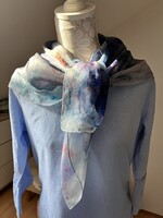 Pazar, kézzel festett pille könnyű selyem kendő finom színekkel 85*85 cm, 100% silk
