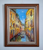 V Tóth Gábor : Velence Olajfestmény Garanciával