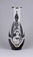 1V825 Hollóházi Jurcsák László porcelán váza 18 cm