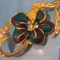 Aranyozott    tűzzománc bross  5 cm