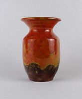 1V814 Rero iparművészeti narancssárga mázas kerámia váza 16 cm