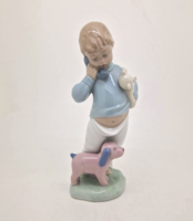 Lladro Nao Little Boy with Toy Cat and Dog 19cm