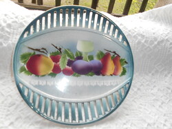 Antik porcelán fali tányér- 1800-as évek végéből-áttört szegéllyel-