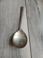 Méretes antik ezüstözött szószos kanál (22,7x7 cm)