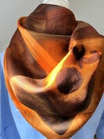 Pazar, kézzel festett pille könnyű selyem kendő vibráló arany színekkel 78*78 cm, 100% silk