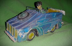 Antik EGYEDI ÉPÍTÉSŰ papírmasé  fém alváz KÜBELWAGEN WWII. LENDKEREKES EXTRÉM RITKA 14 cm játékautó