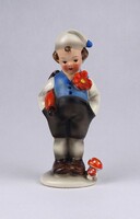 1V859 Régi Cortendorf esernyős kisfiú kerámia figura 13 cm