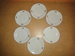 Retro porcelán virág mintás kistányér - 6 db egyben - átm. 18,3 cm