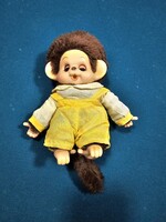 Vidám Kertész Monchhichi Jellegű Majom (20cm) - Sárga Nadrágban, Csukódó Szemekkel!