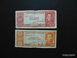 Bolívia 50 bolivár 1962 - 100 bolivár 1962 LOT ! 02