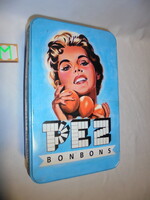Retro PEZ lemezdoboz, díszdoboz, bonbonos, csokis doboz - 2005