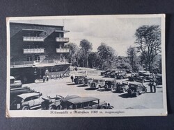 Régi képeslap Kékesszálló a Mátrában 1936 - Oldtimerekkel a parkolóban