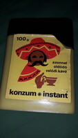 Régi 1970-s évek KONZUM INSTANT -plasztik kávé doboz 100 g-ZAMAT KÁVÉ és KEKSZGYÁR a képek szerint 2