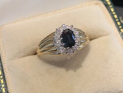 Margaréta arany gyűrű 0.50ct gyémántokkal zafírral