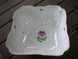 Aranyozott Herendi porcelán Őszirózsás Tertia szögletes kínáló tál