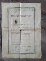 Illetőségi bizonyítvány - Pestszentlőrinc megyei város -Pest-Pilis-Solt-Kiskun vármegye pecséttel