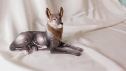 Hollóházi porcelán fekvő németjuhász kutya gyönyörű színekben