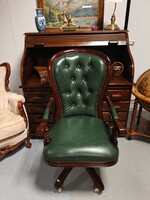 Chesterfield bőr forgószék , klasszikus főnöki gurulós szék , irodai szék ﻿valódi bőr , teljesen új