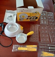 Elektromos csokoládé fondue készlet öntőformákkal