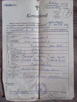 1819-es keresztlevél 1942-es másolata, Malomfalva, Szentlélek plébánia, róm. kat. székely nemesek