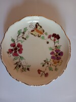 Zsolnay pillangós / lepkés, virágos porcelán tálka 12.5 cm