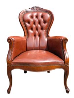Chesterfield neobarokk bőr fotel