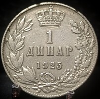 Jugoszlávia 1 Dinár, 1925 Verdejel ''villám'' C02C2