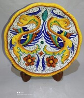 Marked original Deruta Raffaellesco wall-hanging decorative bowl 23 cm diameter serving with high rim