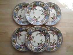 6 db antik angol C.&.H. Tunstall fajansz kistányér 18 cm