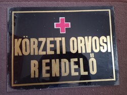 Körzeti Orvosi rendelő . Festet üvegtábla. ( 30x40cm)