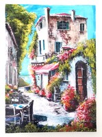 "MEDITERRÁN NYÁR"2. "festmény feszített vásznon 50 X70 cm