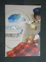 Képeslap,Lengyelország,LOT airlines,Viscount-804 repülőgép,Janusz Grabianski grafikai,1972-