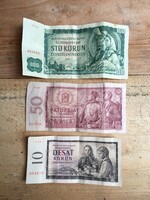 Csehszlovák koronák, 10, 50, 100, egyben