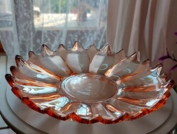 Art deco lazac színű üveg tál