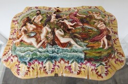 NAPLES CAPODIMONTE PORCELÁN FALI-DÍSZTÁL 19. sz. ELEJÉRŐL, JELZETT, HIBÁTLAN, EREDETI!