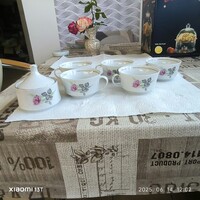 Retro Alföldi porcelán rózsa mintás teáskészlet pótlásra eladó! 5 db csésze +1 cukortartó