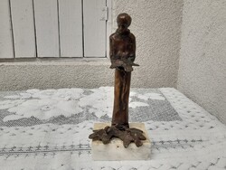 Melocco Miklós bronz szobor Assisi Szent Ferenc a madarakkal