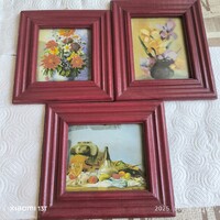 Fa keretes festmény csendélet , tájkép 3 db eladó! 20 x 16 cm