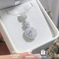 Moissanite 6 karátos Gyémánt Köves Nyaklánc 18K Aranyozott 925 Tiszta Ezüst +ajándékdoboz. Új!